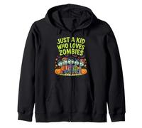 Just A Kid Who Loves Zombies Funny Halloween Kids Zip Hoodie
