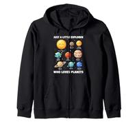 Just A Little Explorer Who Loves Planets Solar System Space Zip Hoodie