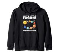 Just A Little Explorer Who Loves Planets Solar System Space Zip Hoodie