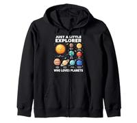 Just A Little Explorer Who Loves Planets Solar System Space Zip Hoodie