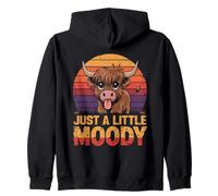 Just A Little Moody Cattle Highland Cow Zip Hoodie