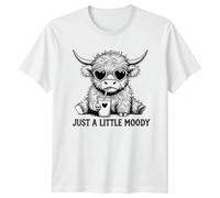 Just A Little Moody Highland Cow Cows Animals Mens T-Shirt Womens Tee Graphic Unisex Tee 2XL White