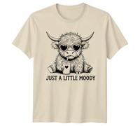 Just A Little Moody Highland Cow Cows Animals Mens T-Shirt Womens Tee Graphic Unisex Tee M