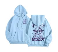 Just a Little Moody Highland Cow Graphic Hoodies Western Sweatshirts for Women Funny Cow Jumpers Blue