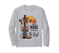 Just a Mama Walkin' with the Lord Western Cross Sunset Tee Long Sleeve T-Shirt