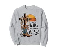 Just a Mama Walkin' with the Lord Western Cross Sunset Tee Sweatshirt