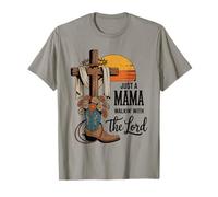Just a Mama Walkin' with the Lord Western Cross Sunset Tee T-Shirt