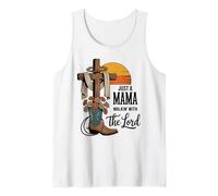 Just a Mama Walkin' with the Lord Western Cross Sunset Tee Tank Top