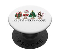 Just A Merry Goose Funny Christmas Silly Goose Xmas Party PopSockets Adhesive PopGrip