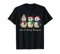 Just A Merry Penguin Cute Penguin Christmas Lights T-Shirt