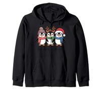 Just a Merry Penguin Family Fun Christmas Holiday Cheer Zip Hoodie