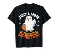 Just A Mom Always Came for The Candy Halloween Ghost Panda T-Shirt
