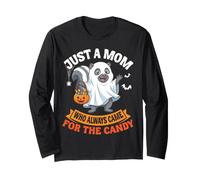 Just A Mom Always Came for The Candy Halloween Ghost Skunk Long Sleeve T-Shirt