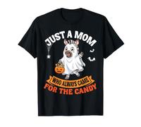 Just A Mom Always Came for The Candy Halloween Ghost Zebra T-Shirt