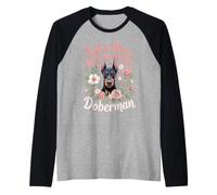Just a Mom Who Loves Her Doberman Guard Dog Raglan Baseball Tee
