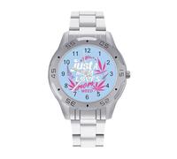 Just A Mom Who Loves Weed Men's Business Watch Fashion Stainless Steel Wristwatches Custom Easy Read Watches for Women