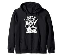 JUST A Monkey BOY Playful Monkey Zip Hoodie