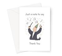 Just A Note To Say Thank You Greeting Card | Thank You Card For Musician, Music Pun Thanks Card For Friend, Sibling, Parent, Grandparent, Partner Or Spouse, Just A Note Cards
