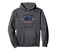 Just A Pisces Being Emotional At The Beach Zodiac Pullover Hoodie, Adult Unisex, Dark Heather Grey, M