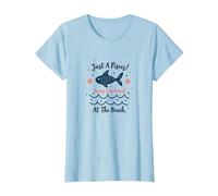 Just A Pisces Being Emotional at The Beach Zodiac T-Shirt, Women, Baby Blue, S