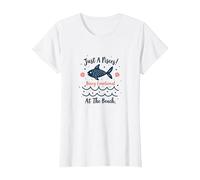 Just A Pisces Being Emotional at The Beach Zodiac T-Shirt, Women, White, L