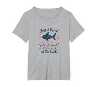 Just A Pisces Being Emotional at The Beach Zodiac T-Shirt, Women's Plus, Heather Grey, 4X