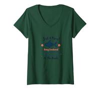 Just A Pisces Being Emotional at The Beach Zodiac V-Neck T-Shirt, Women, Forest Green, XL