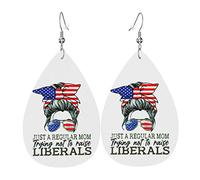 Just A Regular Mom TryingTo Raise Liberals Leather Earrings For Women Dangle Earring Drop Pendant With Hook Gifts For Adult Girl