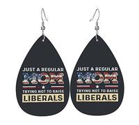 Just A Regular Mom TryingTo Raise Liberals Leather Earrings For Women Dangle Earring Drop Pendant With Hook Gifts For Adult Girl