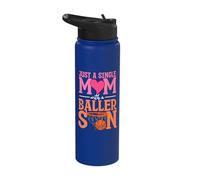 Just A Single Mom with A Baller Son Basketball Mom Stainless Steel Insulated Water Bottle