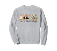 Just A Spooky Goose Halloween Silly Goose Sweatshirt, Adult Unisex, Heather Grey, Medium