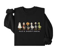 Just A Spooky Goose Sweatshirt Funny Halloween Silly Goose Long Sleeve Shirt Black