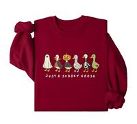 Just A Spooky Goose Sweatshirt Funny Halloween Silly Goose Long Sleeve Shirt Claret