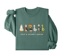 Just A Spooky Goose Sweatshirt Funny Halloween Silly Goose Long Sleeve Shirt Green