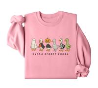 Just A Spooky Goose Sweatshirt Funny Halloween Silly Goose Long Sleeve Shirt Pink