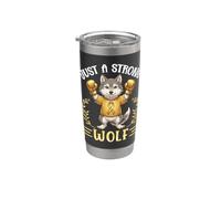 Just A Strong Wolf Childhood Cancer Awareness Warrior Boxer Stainless Steel Insulated Tumbler
