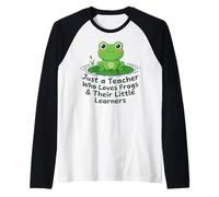 Just A Teacher Loves Frogs Little Learners Funny Frog Gift Raglan Baseball Tee