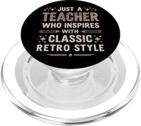 Just a Teacher Who Inspires Classic Retro Style 80s Educator PopSockets PopGrip for MagSafe