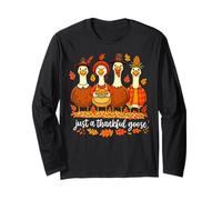 Just A Thankful Goose Funny Pilgrim Thanksgiving Matching Long Sleeve T-Shirt