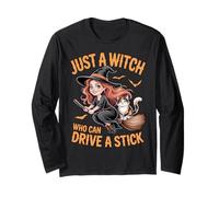 Just a Witch Who Can Drive a Stick Halloween Women Long Sleeve T-Shirt