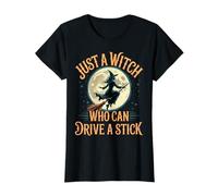Just a Witch Who Can Drive a Stick Halloween Women T-Shirt