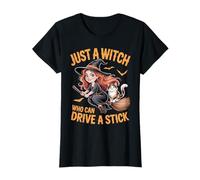Just a Witch Who Can Drive a Stick Halloween Women T-Shirt