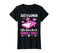 Just a Woman Who Knows How to Handle Bags - Cornhole Player T-Shirt
