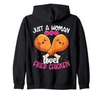 Just A Woman Who Loves Fried Chicken Cute Chicken Wings Zip Hoodie