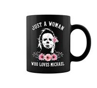 Just a Woman Who Loves Michael Ceramic Coffee Mug Tea Cup (11oz Black)
