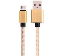 Just Accessories® Extra Strong Fabric Braided 2M Gold Micro USB Charger Charging Power Lead For Samsung Galaxy J8 2018