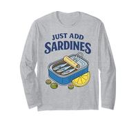 Just Add Sardines Funny Seafood Lover Retro Fish Tin Humor Long Sleeve T-Shirt