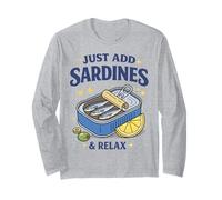 Just Add Sardines Funny Seafood Lover Retro Fish Tin Humor Long Sleeve T-Shirt