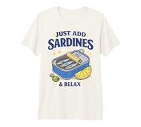 Just Add Sardines Funny Seafood Lover Retro Fish Tin Humor Premium T-Shirt