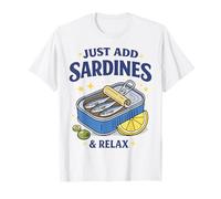 Just Add Sardines Funny Seafood Lover Retro Fish Tin Humor T-Shirt